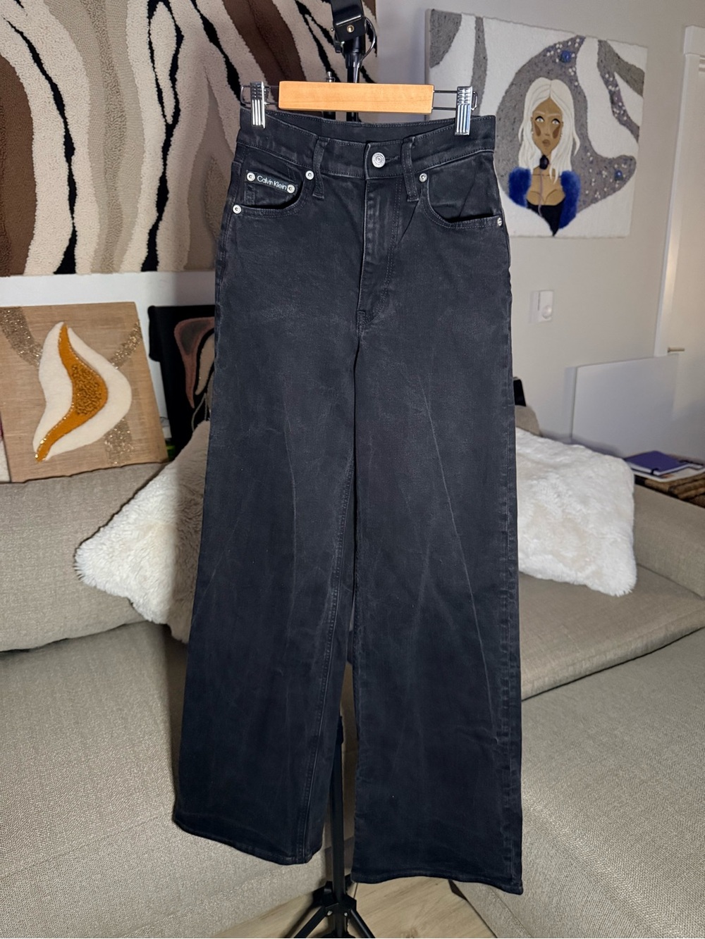 Calvin Klein Black Jeans Ultra High Wide Leg